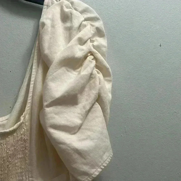 NWT FREE PEOPLE CHEYENNE DENIM MINI DRESS IN IVORY - Picture 8 of 11